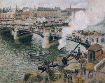  1896 Oil Painting - the pont boieldieu rouen damp weather 1896 Camille Pissarro